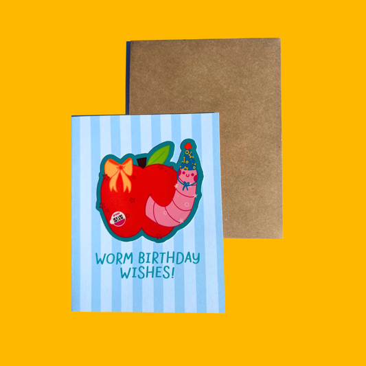 Worm Birthday Wishes Sticker Card