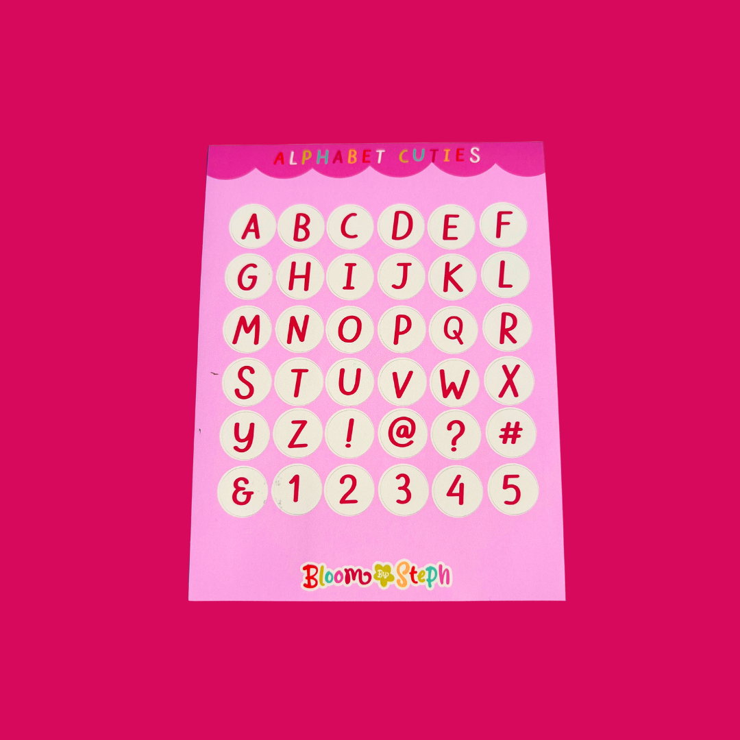 Alphabet Cuties Pink Sticker Sheet