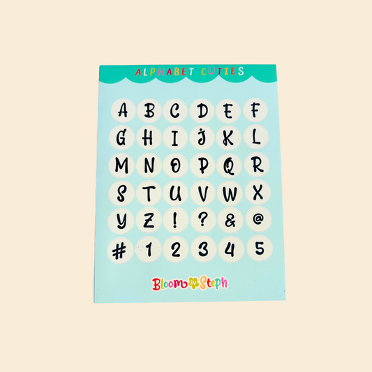 Alphabet Cuties Blue Sticker Sheet