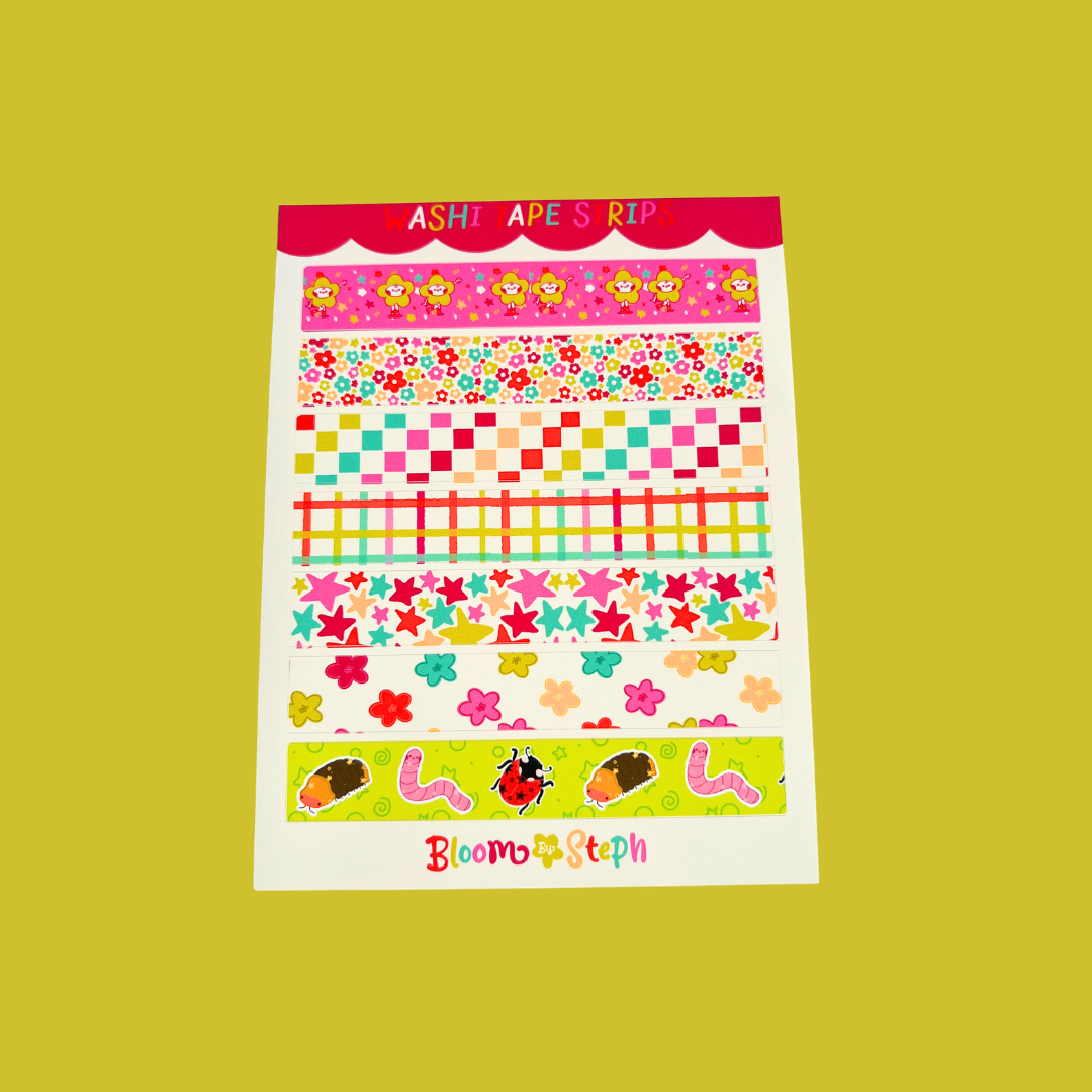Cutie Washi Long Strips Sticker Sheet