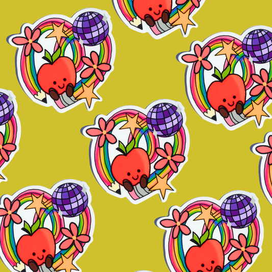 Teacher Vibes Apple Vinyl Sticker