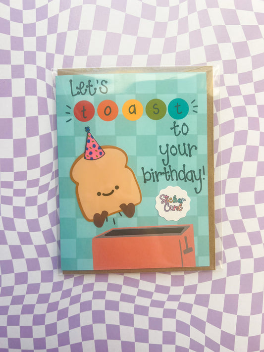 Toast to Your Birthday Sticker Greeting Card