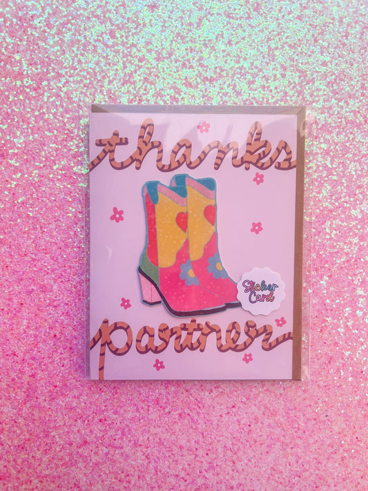 Thanks Partner Sticker Greeting Card