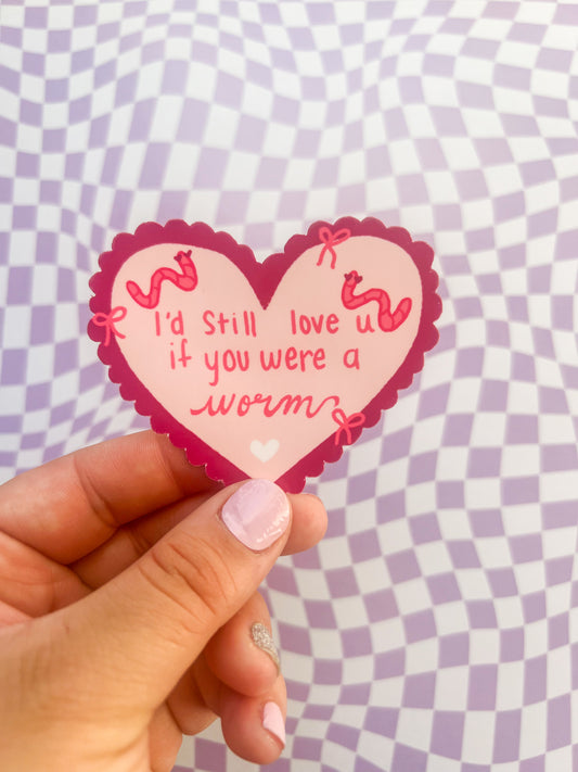 Love You As A Worm Sticker Greeting Card