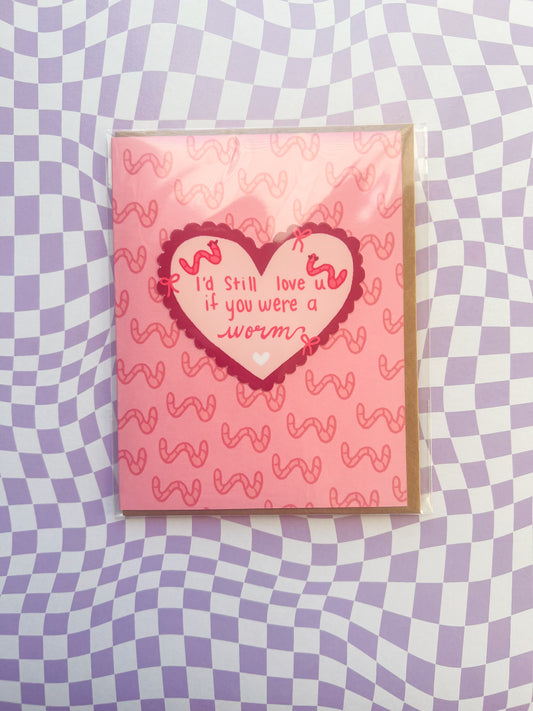 Love You As A Worm Sticker Greeting Card