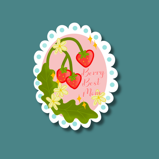 Berry Best Mom Sticker Greeting Card