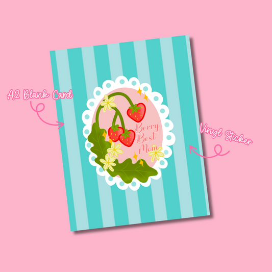 Berry Best Mom Sticker Greeting Card