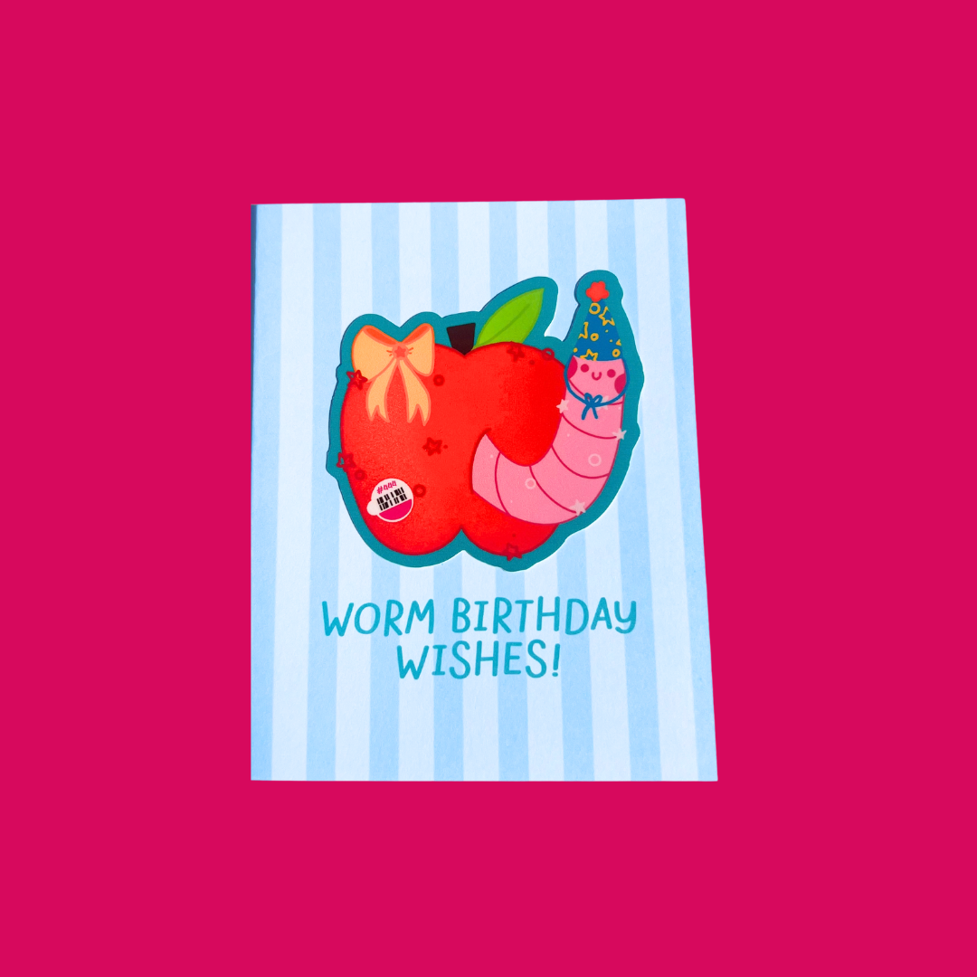 Worm Birthday Wishes Sticker Card