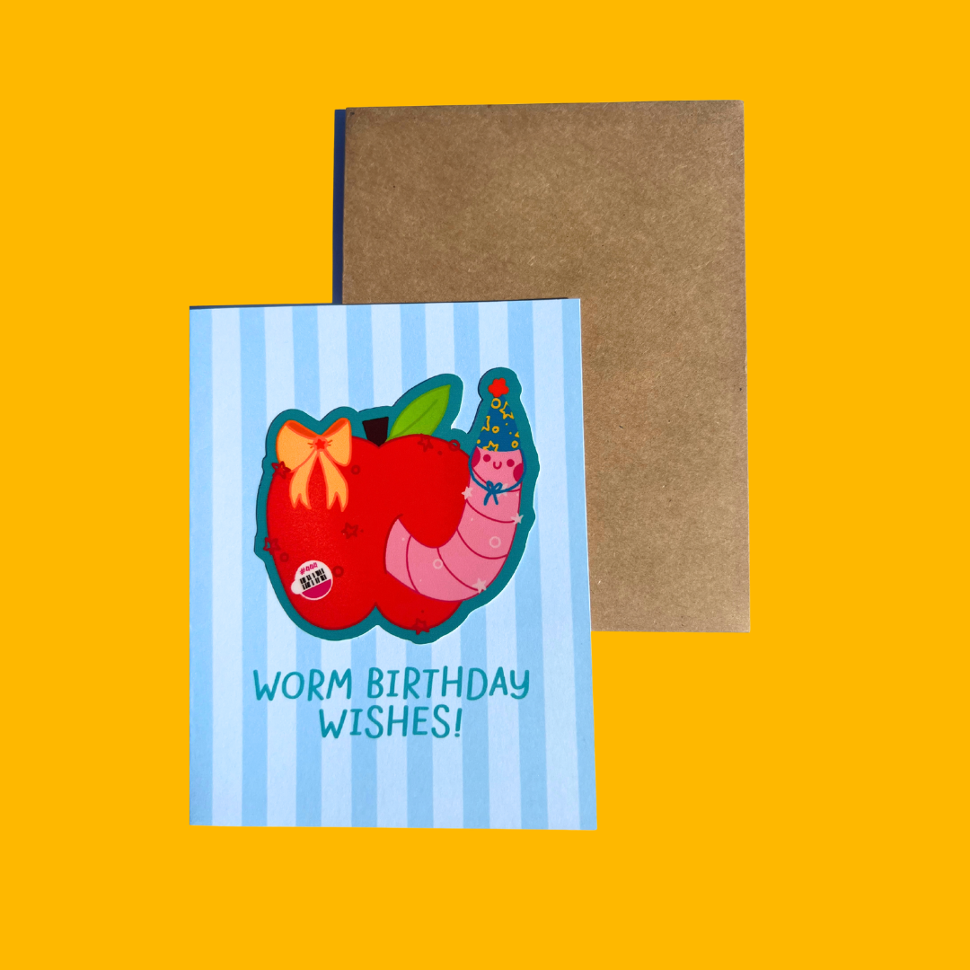Worm Birthday Wishes Sticker Card