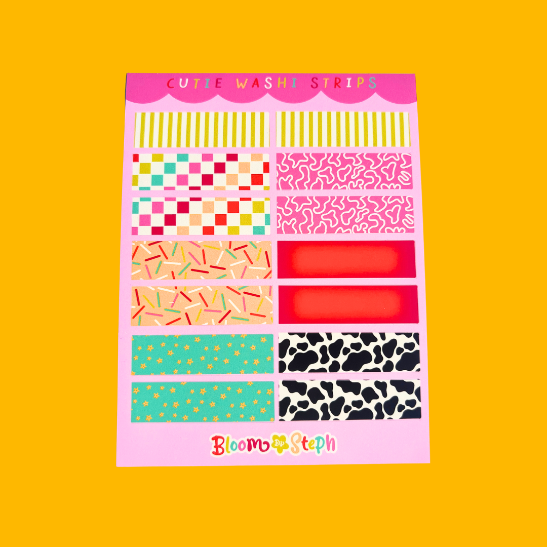 Cutie Washi Short Strips  Sticker Sheet