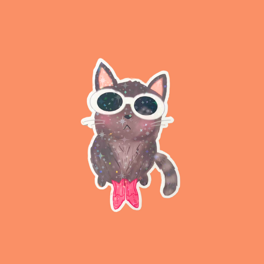 Sparkly Rad Kitty Sticker