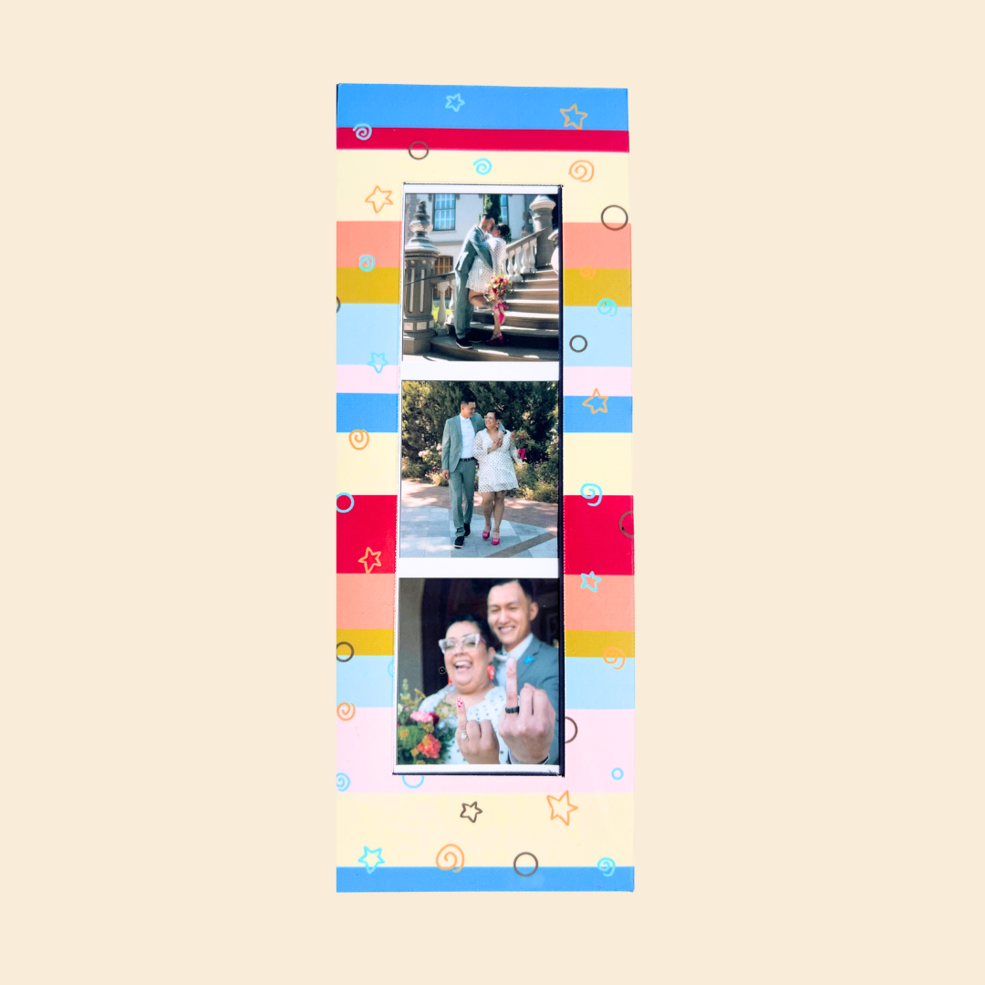 Girly Pop Stripes Magnetic Photo Strip Frame