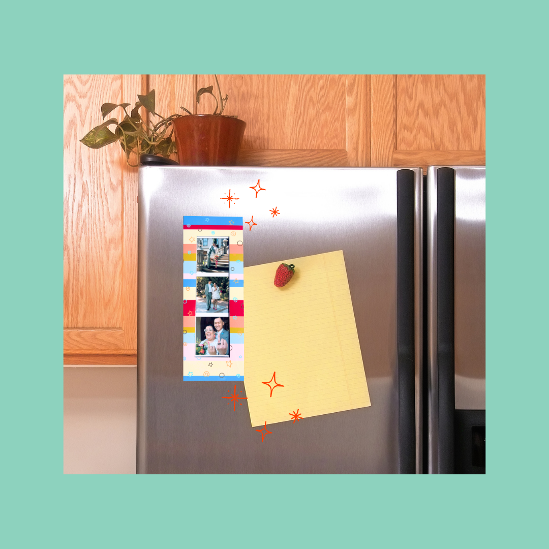 Girly Pop Stripes Magnetic Photo Strip Frame
