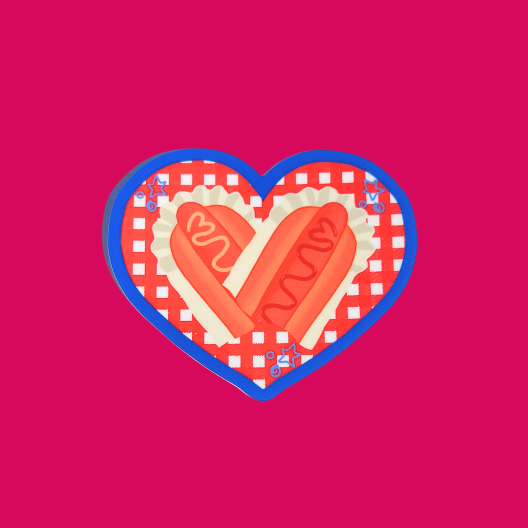 Hot Dog Heart Vinyl Sticker