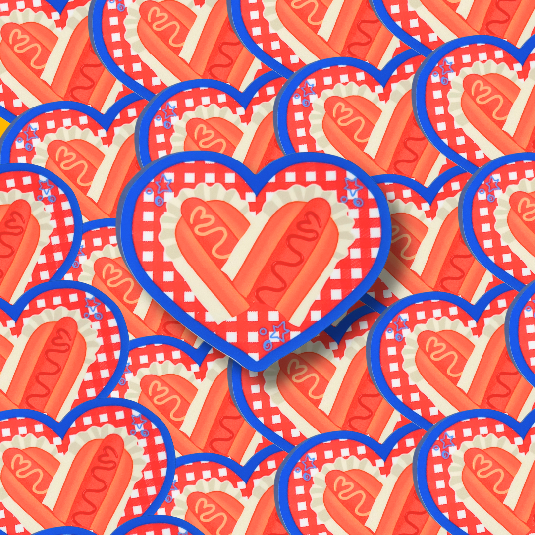 Hot Dog Heart Vinyl Sticker
