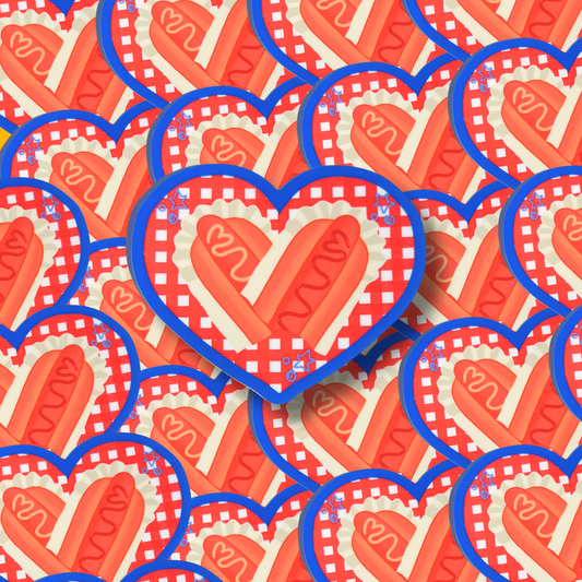 Hot Dog Heart Vinyl Sticker