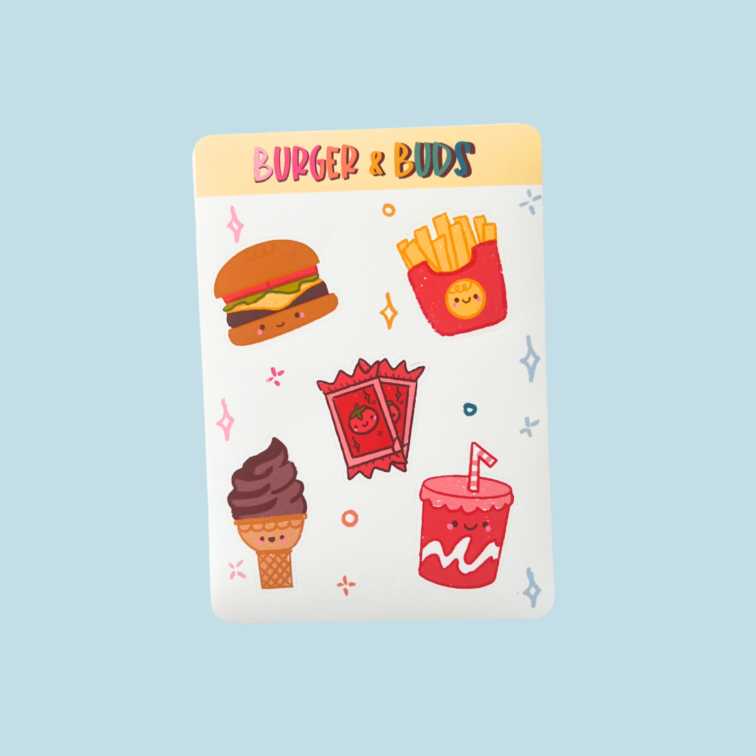 Burger & Buds Sticker Sheet