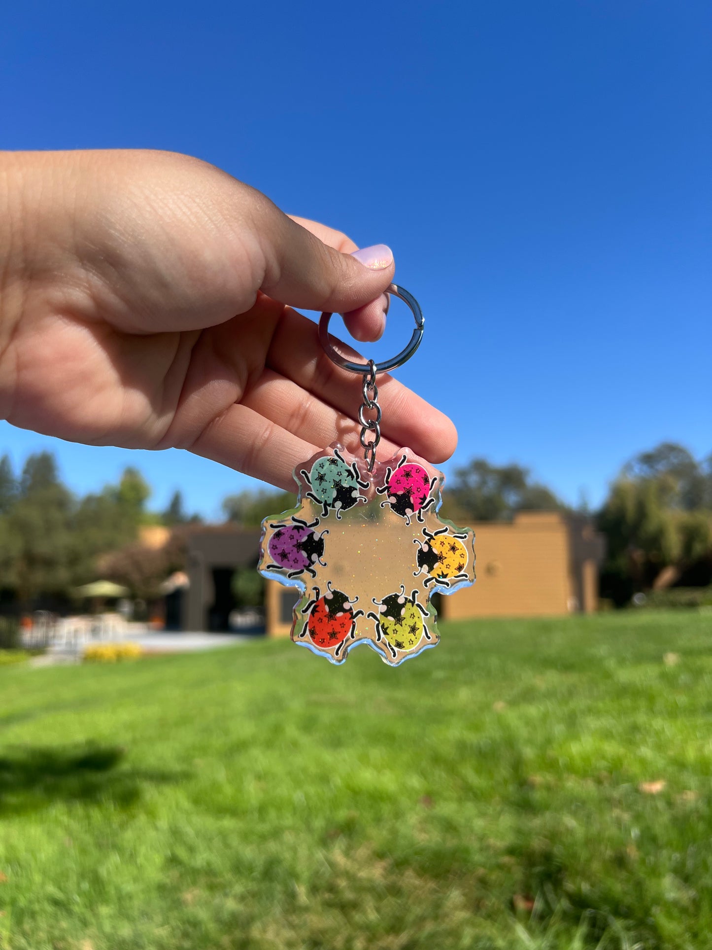 Lady Bug Party Glitter Keychain